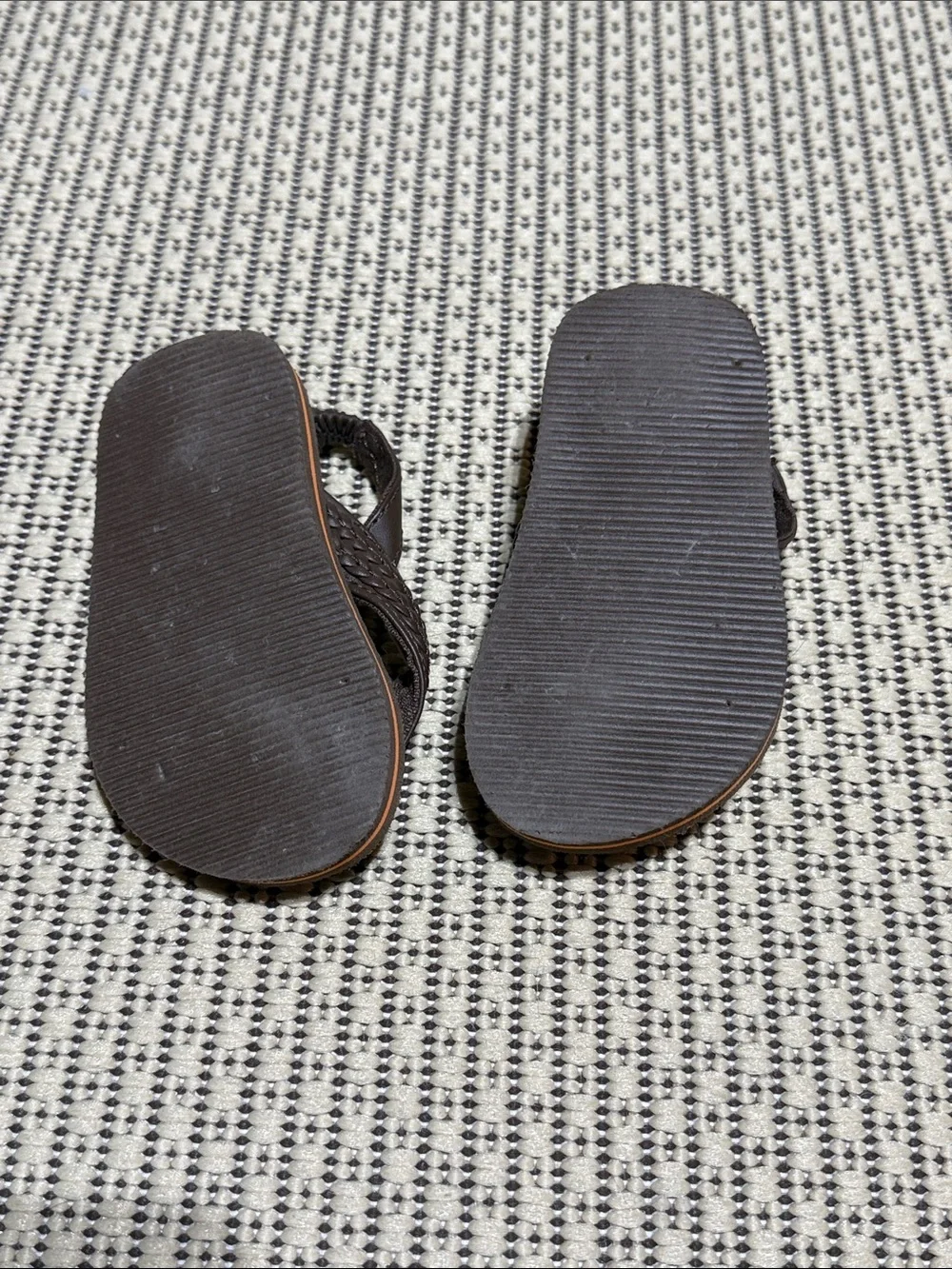 Old Navy Brown Baby Braided Flip Flops with Orange Detail